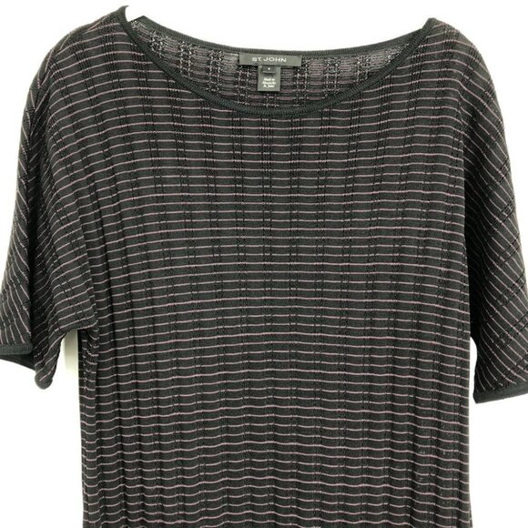 St. John Collection Black & Engineered Ombré Rib Short Sleeve Shift Dress size 6 - Picture 12 of 16